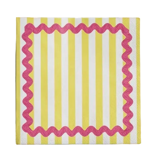 Cocktail Napkin - Yellow Ric Rac