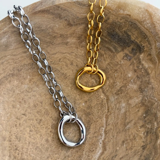 Chain Circle Necklace - Silver