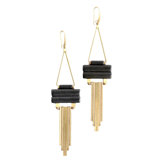 Geometric Black Magnesite Earring