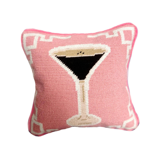 Espresso Martini Needlepoint Pillow