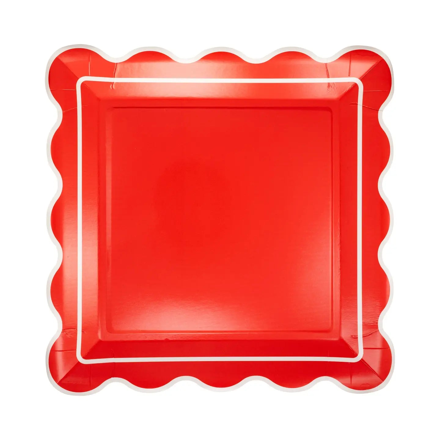 Paper Plate (Large) - Red Scalloped