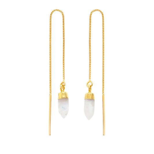 Moonstone Spike Threader Earring