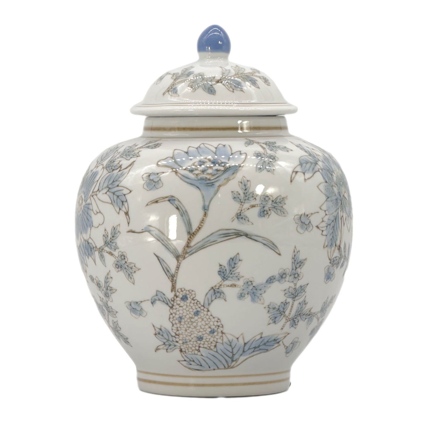 Pale Blue Floral Chinoiserie Jar