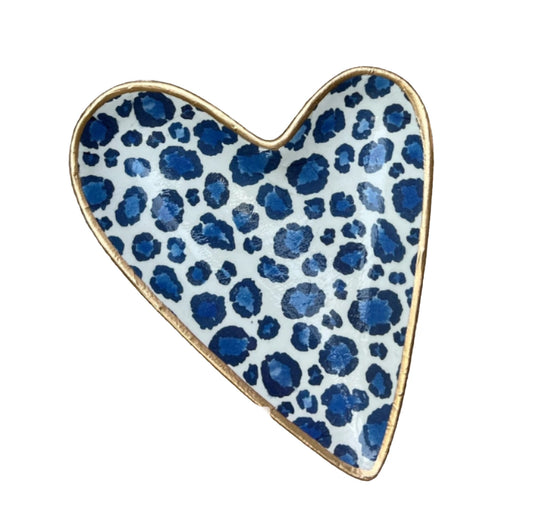 Blue Leopard Ceramic Heart Tray