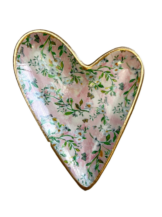 Birds & Butterflies Ceramic Heart Tray