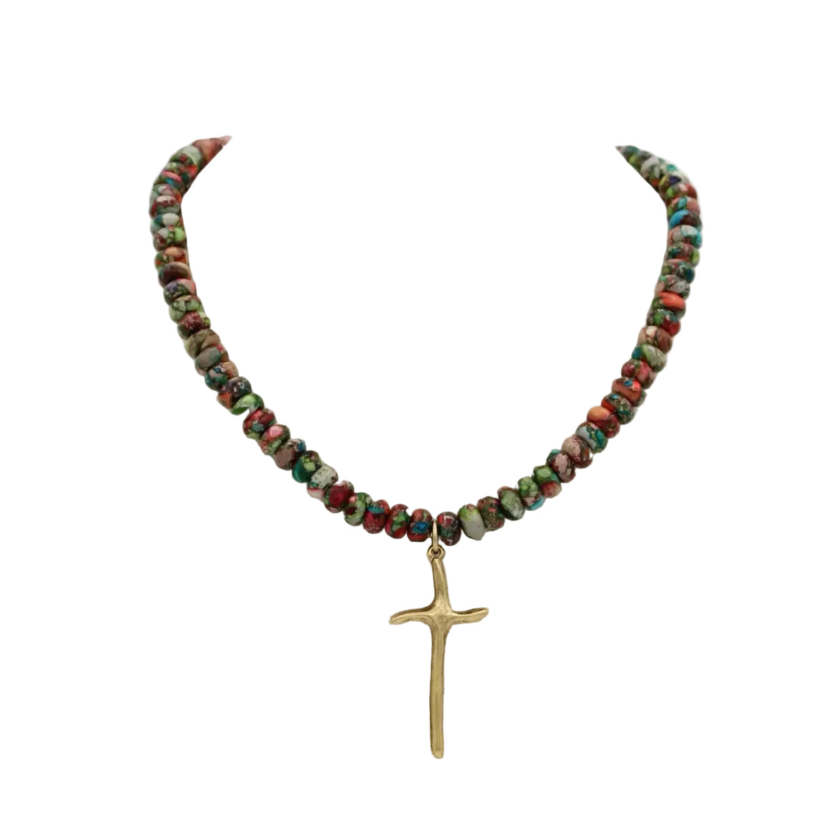 Multi Bead Cross Necklace