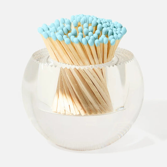 Acrylic Match Striker - Round/Light Blue Matches