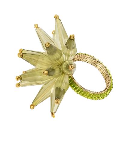 Napkin Ring - Green Beaded Starburst