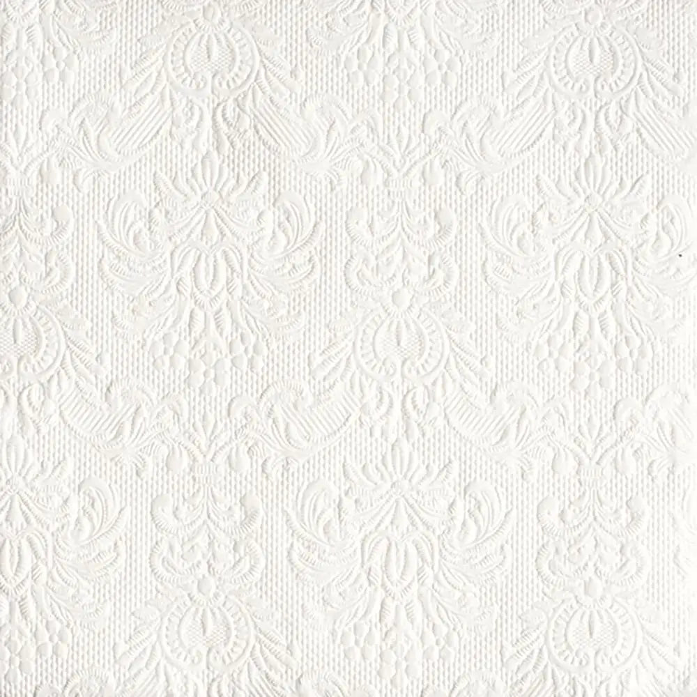 Cocktail Napkin - White Damask