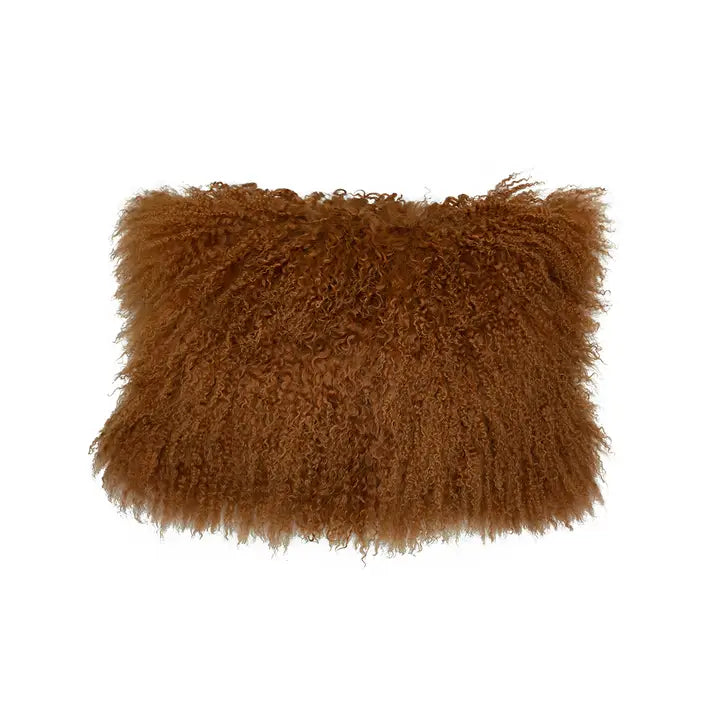 Brown Tibetan Lamb Fur Pillow - 12x20