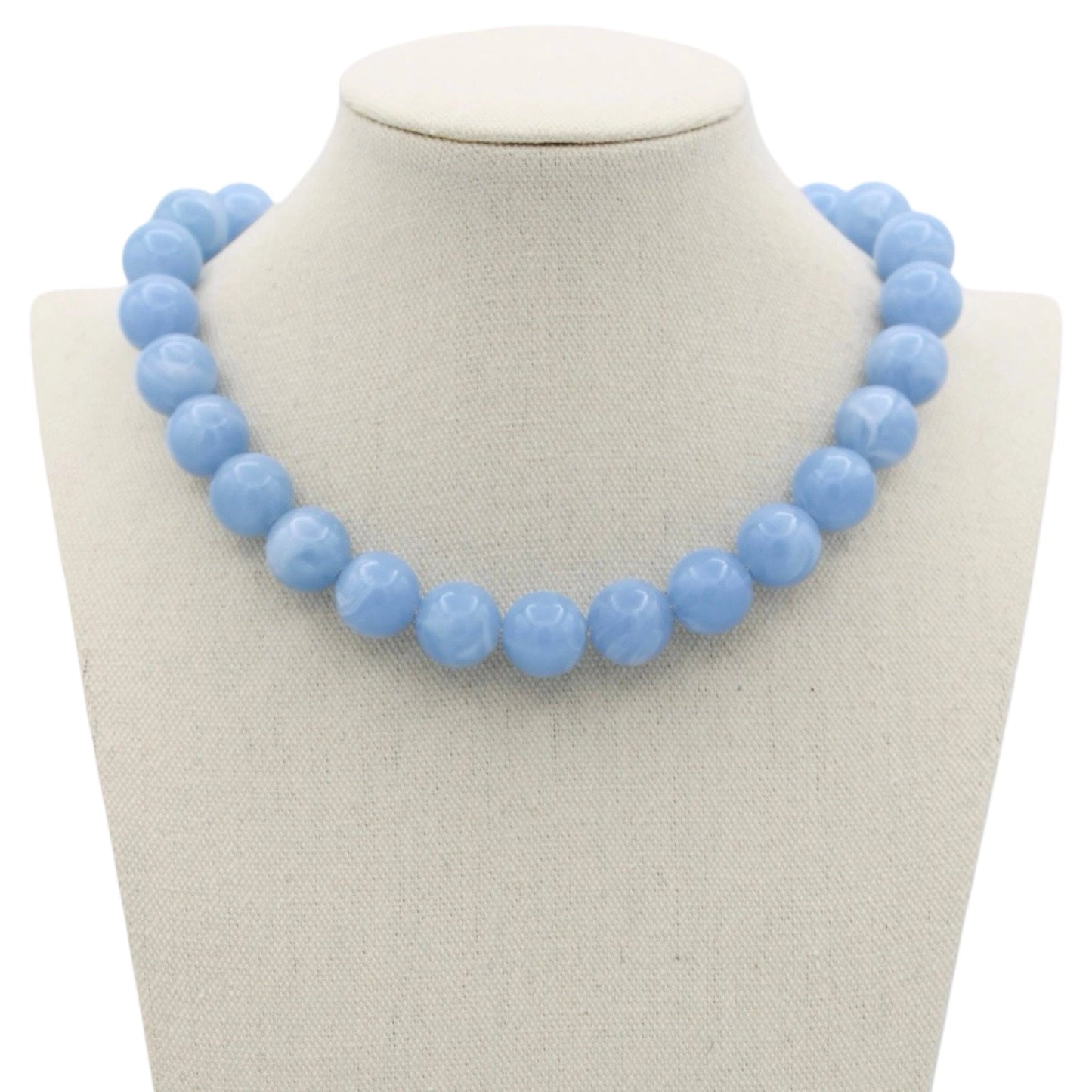 Marbled Beaded Necklace - Blue