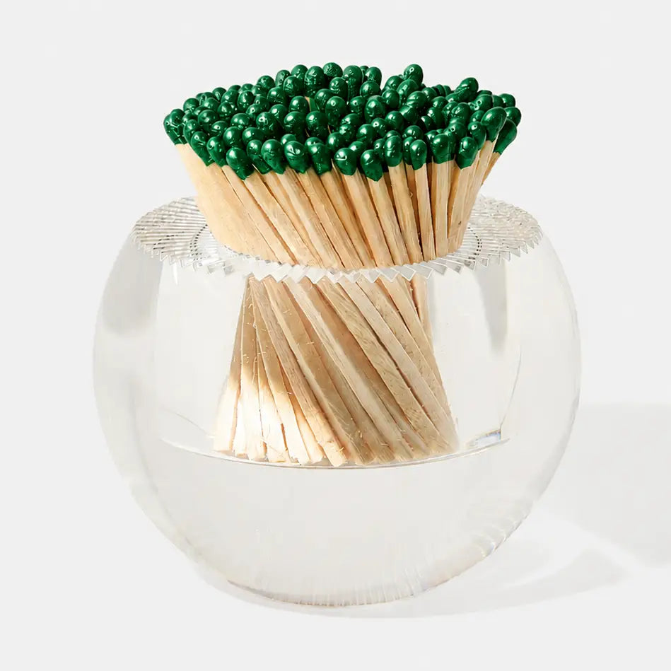 Acrylic Match Striker - Round/Metallic Green Matches