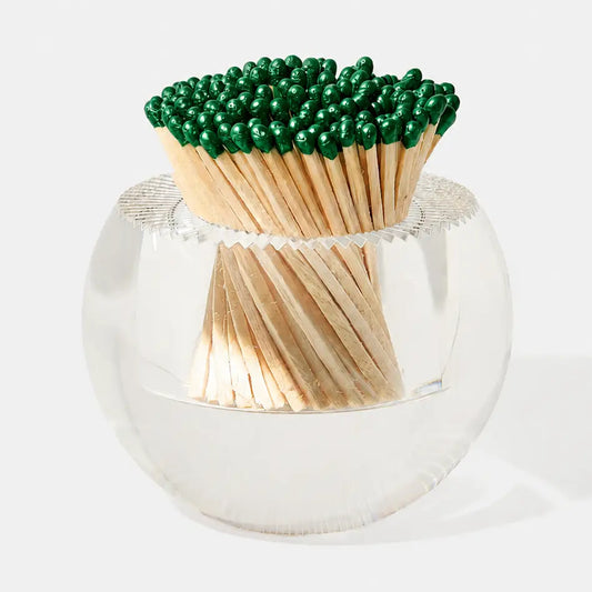 Acrylic Match Striker - Round/Metallic Green Matches