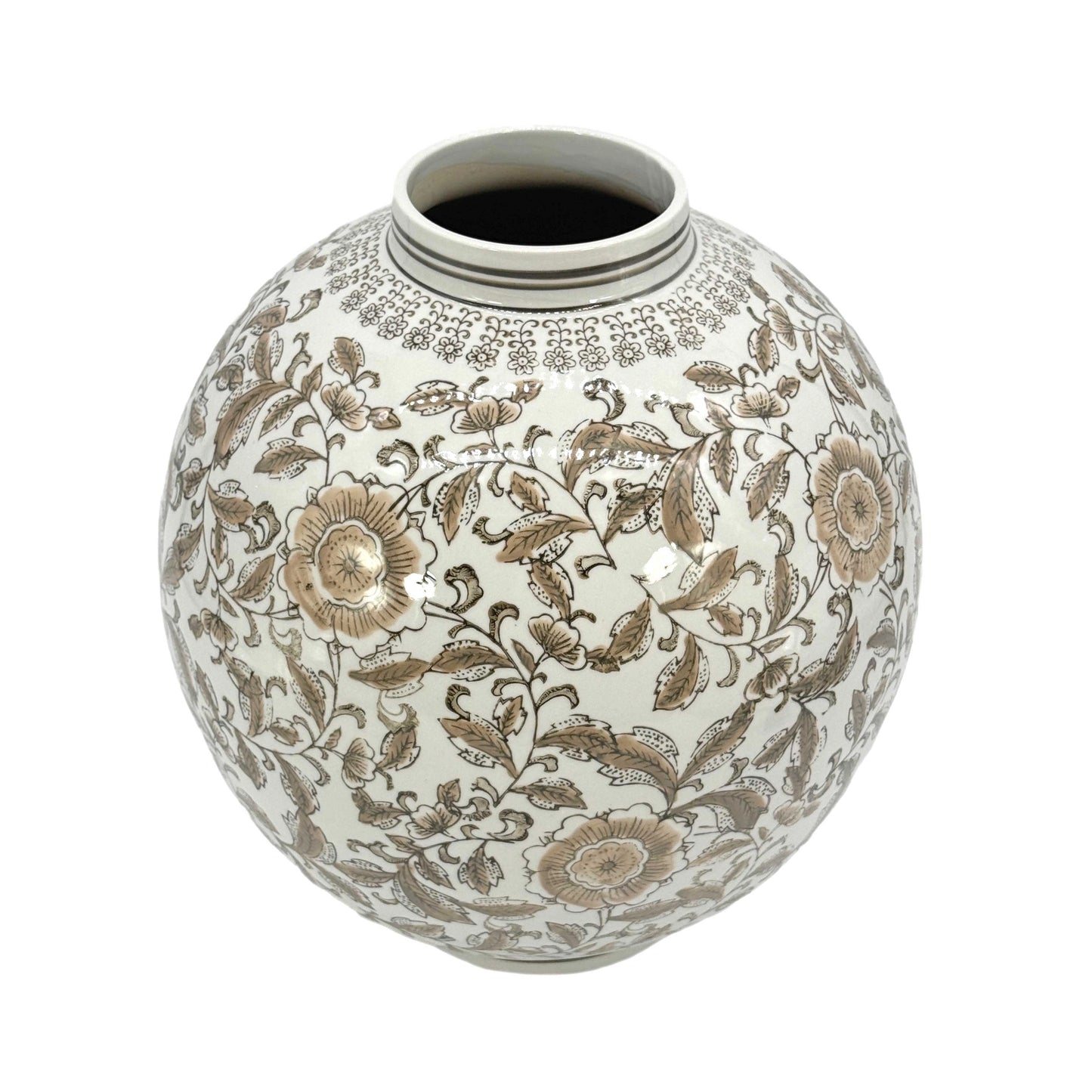 Brown Globe Chinoiserie Vase