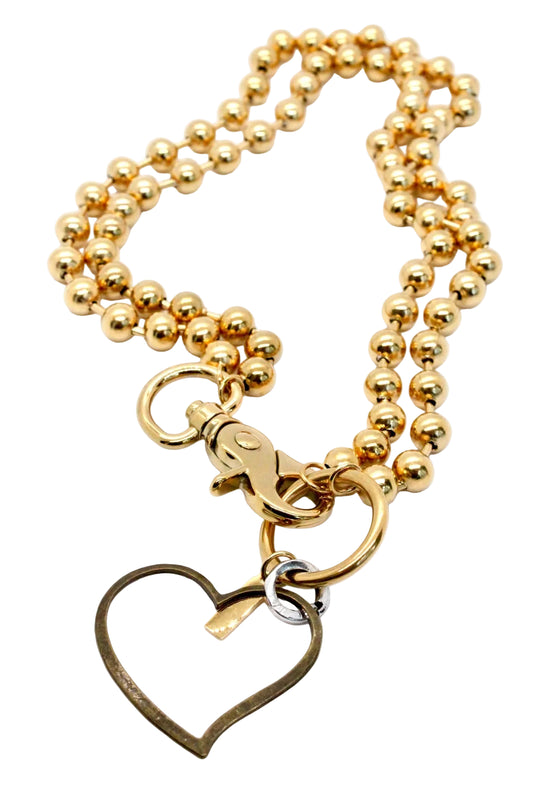 Double Gold Chain Toggle Heart Necklace