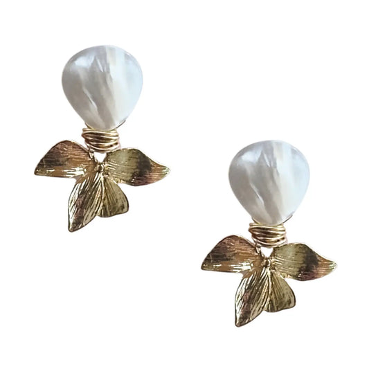 Gold Pearl Floral Earring