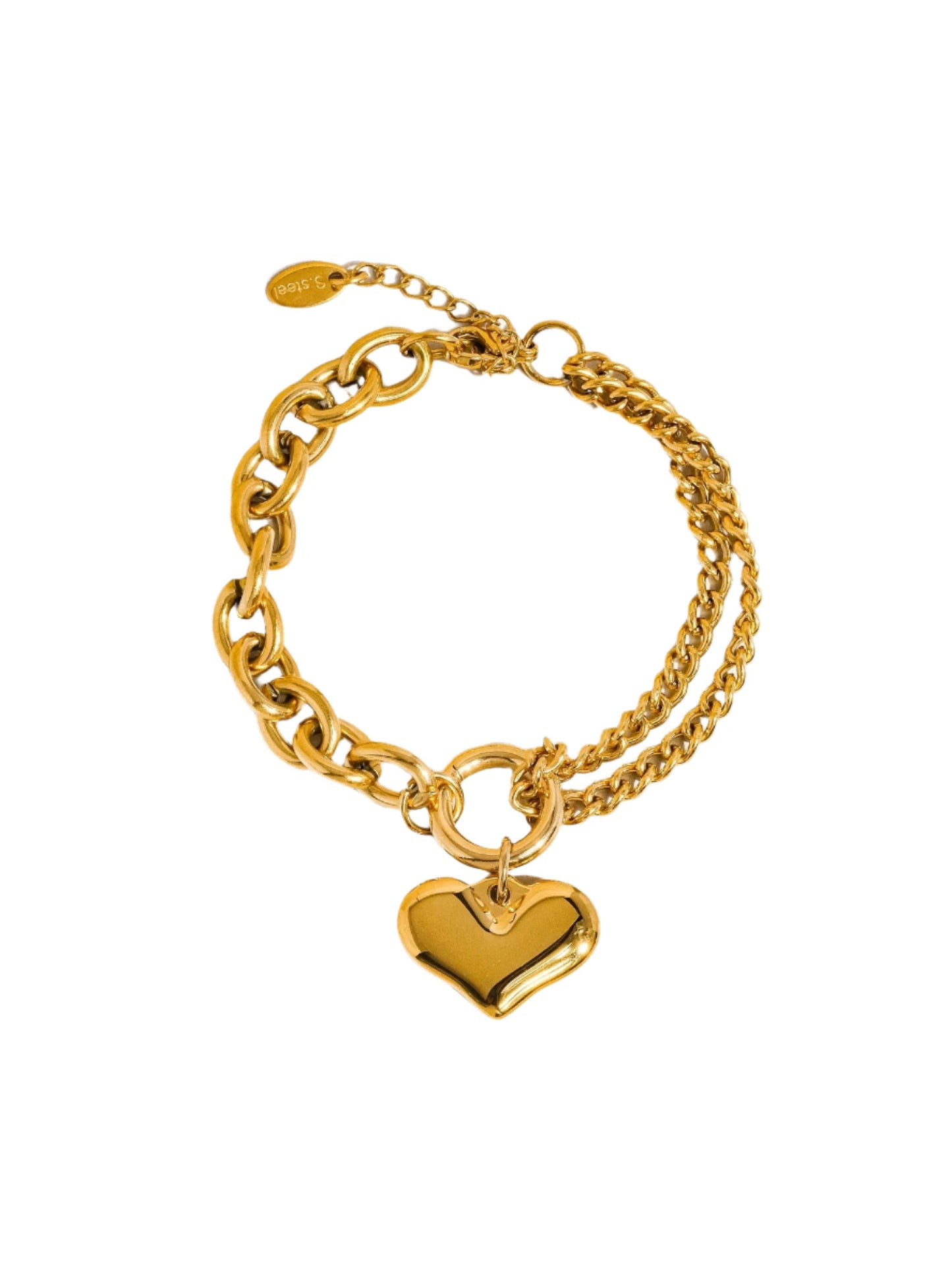 Gold Heart Chain Bracelet