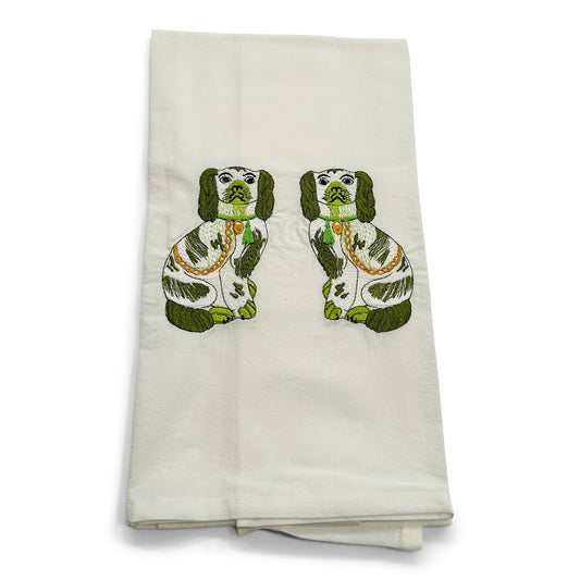 Tea Towel - Green Staffordshire Dogs