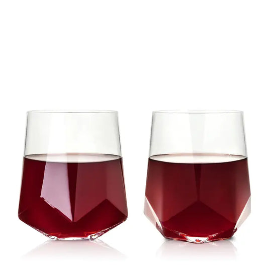 Faceted Crystal Wine Glass S/2