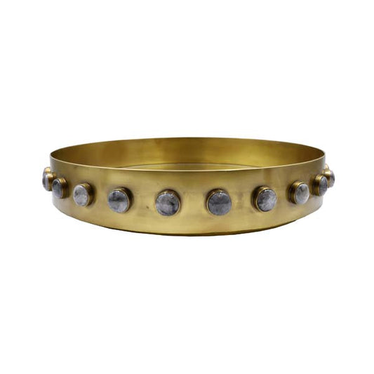 Resin Pebble/Antique Brass Tray