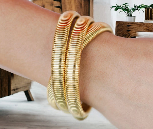 Chunky Twist Gold Bangle