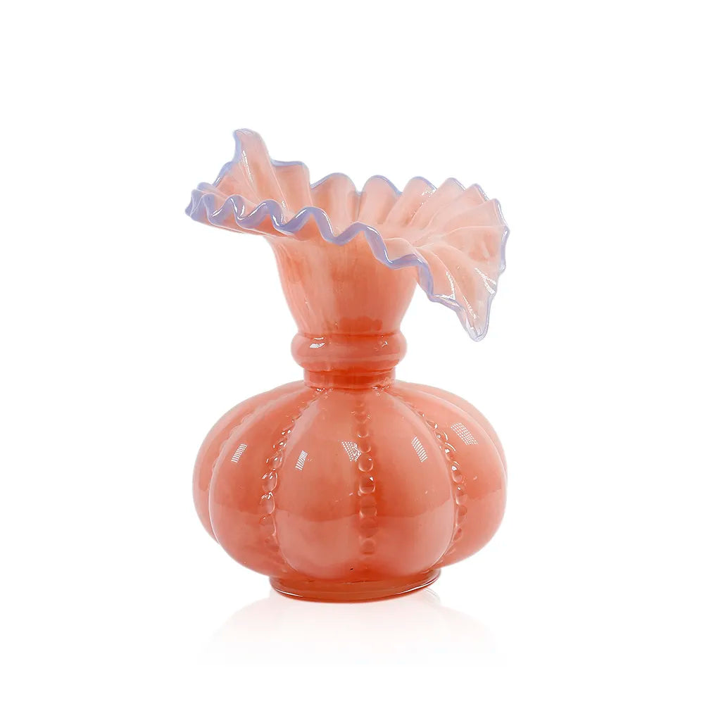 Ruffled Flare Vase - Sherbet/Powder Blue - 8”