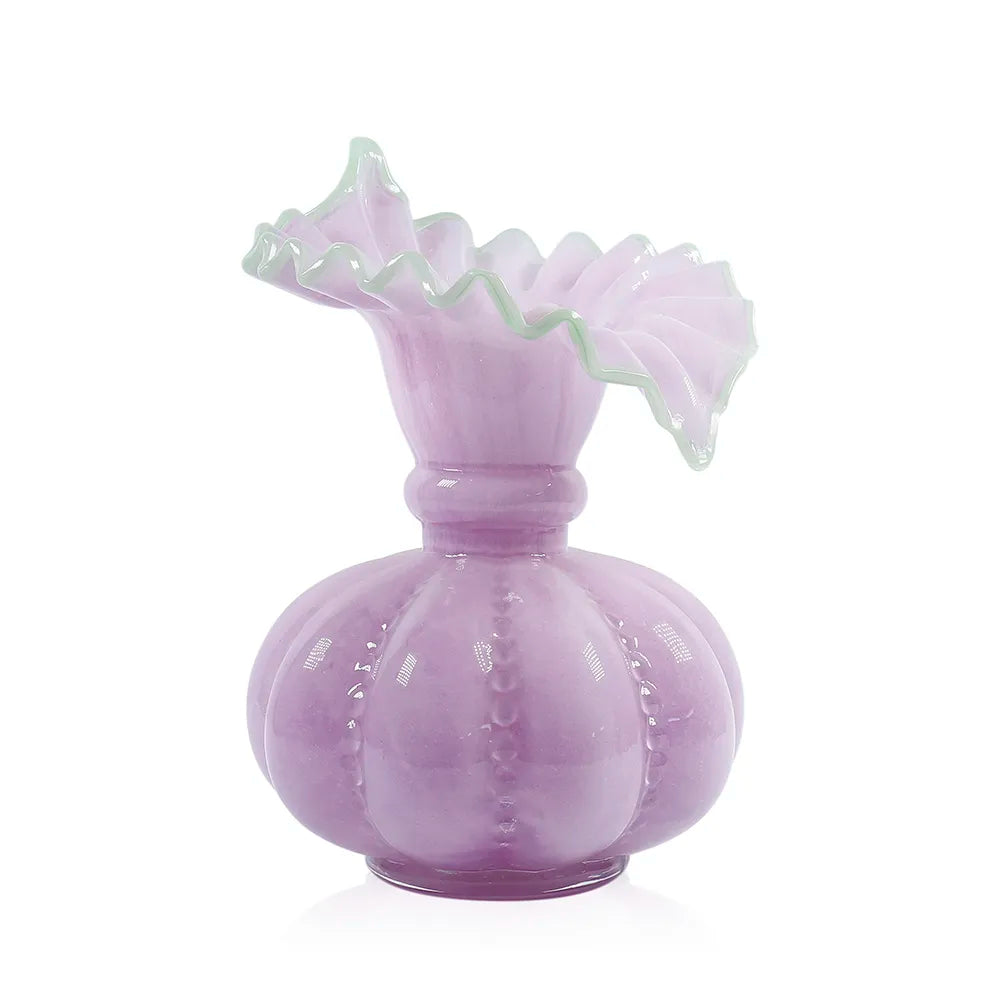 Ruffled Flare Vase - Lavender/Mint - 8"