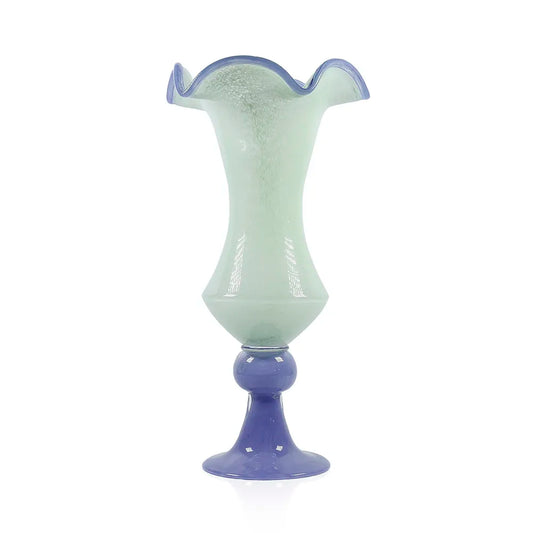 Pedestal Vase - Mint/Periwinkle - 16”