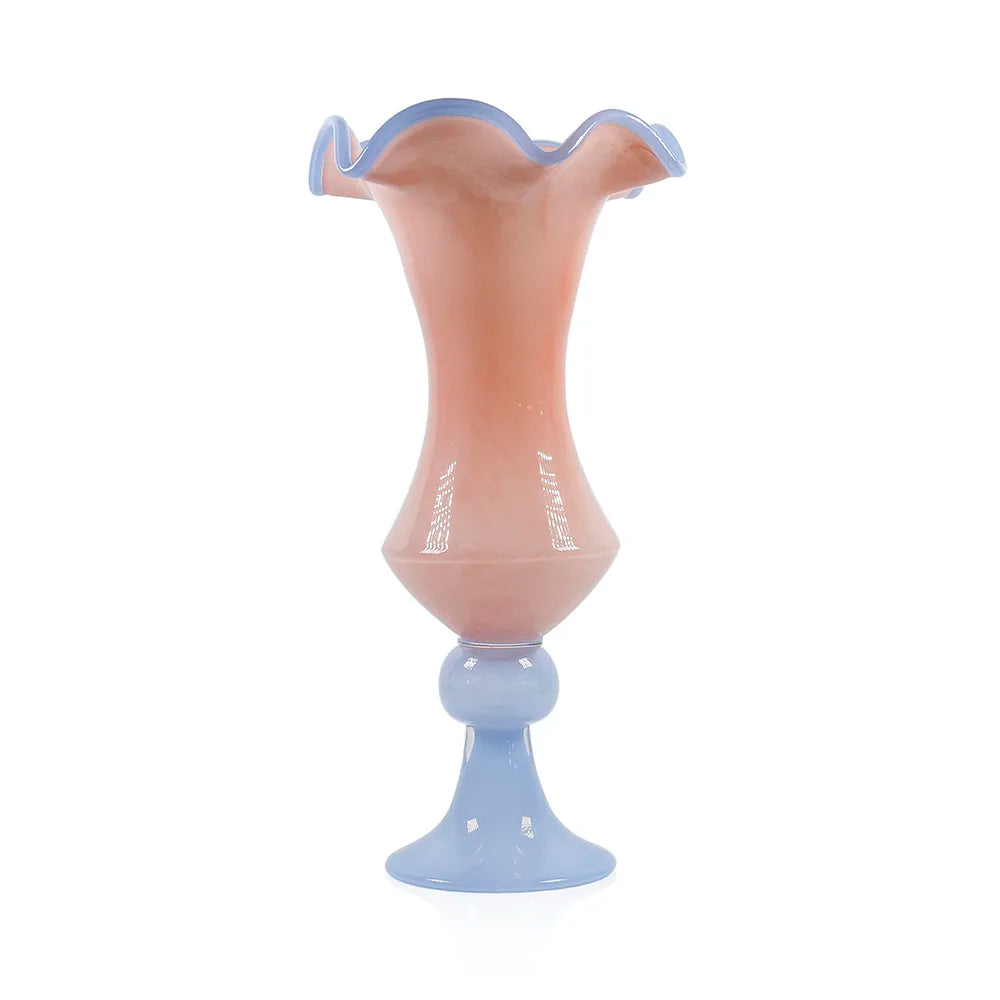 Pedestal Vase - Sherbet/Powder Blue - 16”