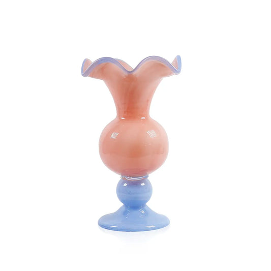 Pedestal Vase - Sherbet/Powder Blue - 10”