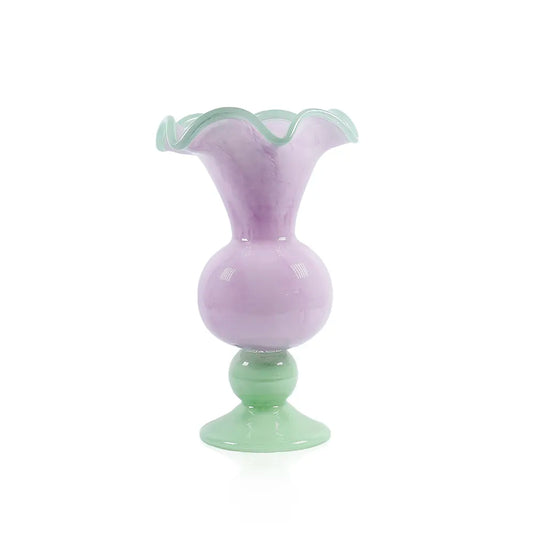 Pedestal Vase - Lavender/Mint - 10”