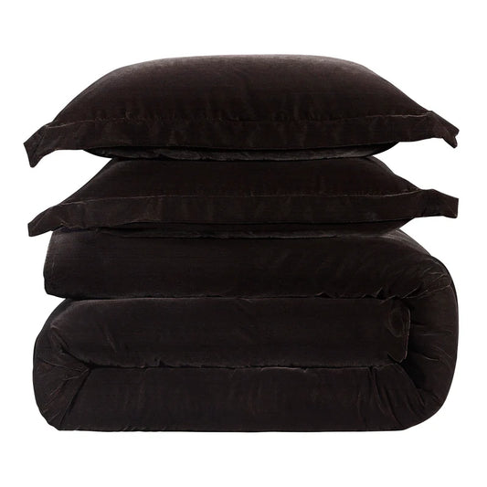 Estelle Velvet Comforter Set - Queen - Cocoa