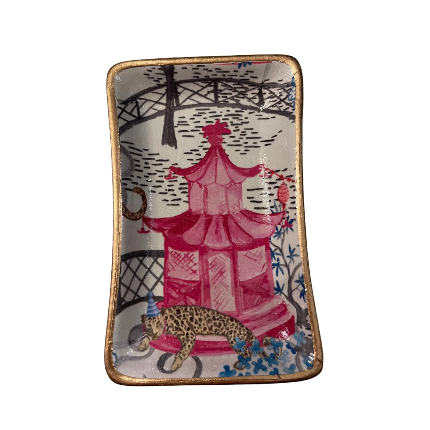 Pink Leopard Pagoda Trinket Dish