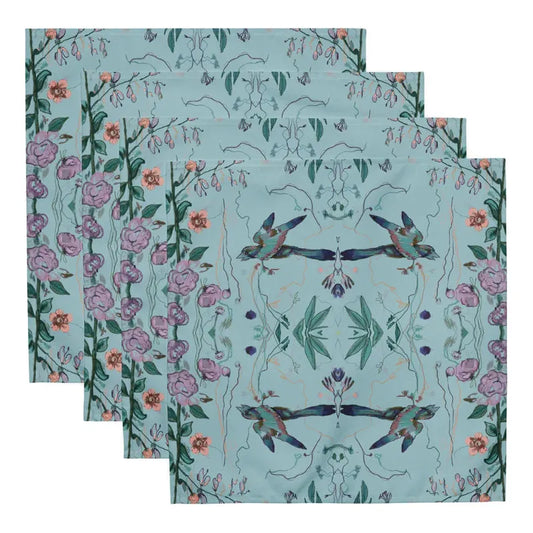 Birds of a Feather Aqua Napkins S/4