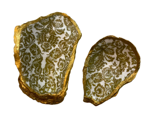 Decoupage Shell/Oyster - Gold Filigree S/2