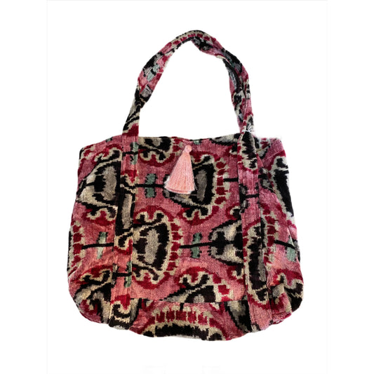 Ikat Tote - Pink Tassel