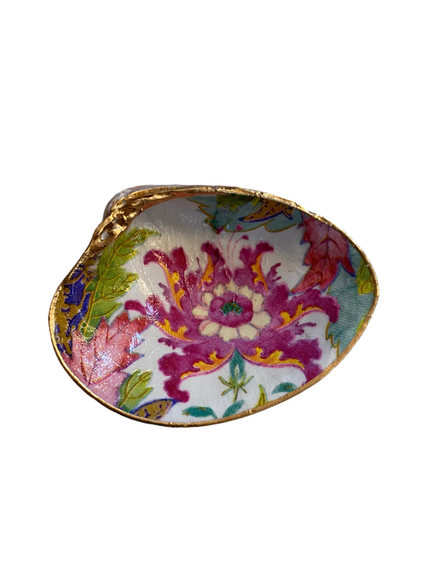 Decoupage Shell/Clam - Tobacco Leaf