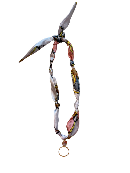 Scarf Necklace - Pink/Pink Coin