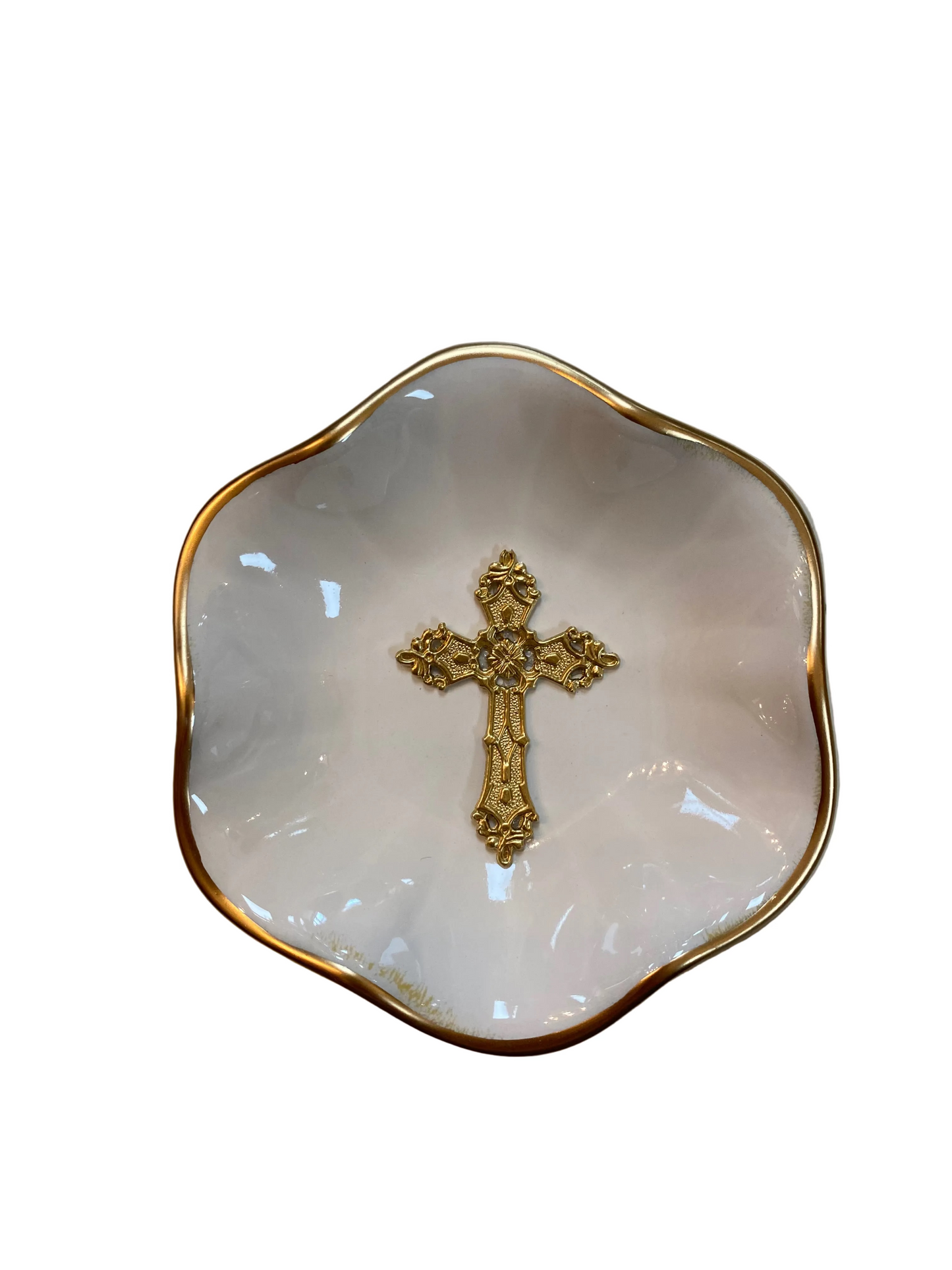 Ceramic Dish - Ivory Cross