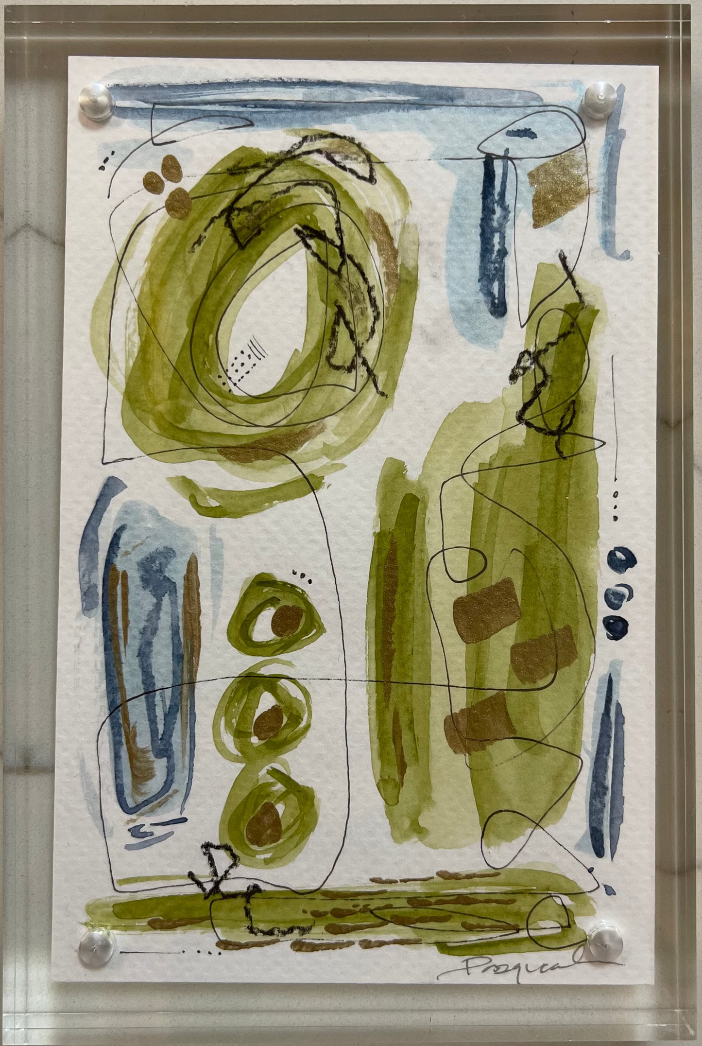 Serene Abstract Watercolor/Acrylic Frame III