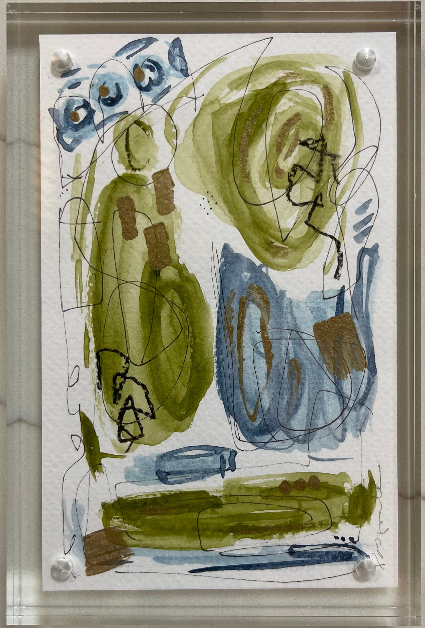 Serene Abstract Watercolor/Acrylic Frame IV