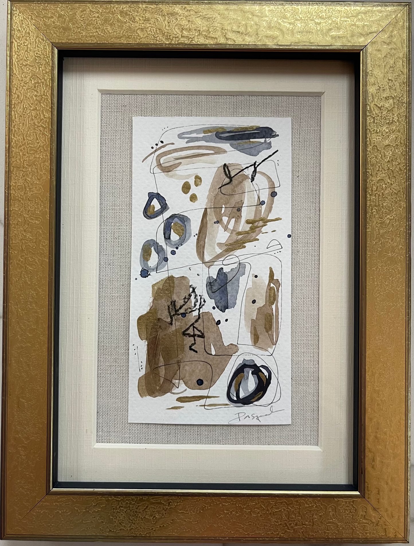Moody Abstract Watercolor/Gold Frame II