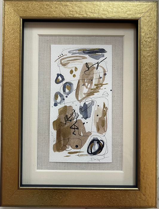 Moody Abstract Watercolor/Gold Frame II