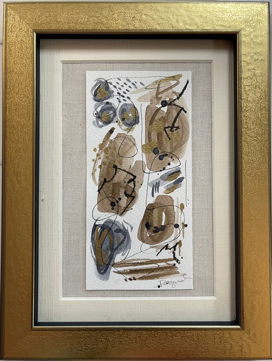 Moody Abstract Watercolor/Gold Frame III