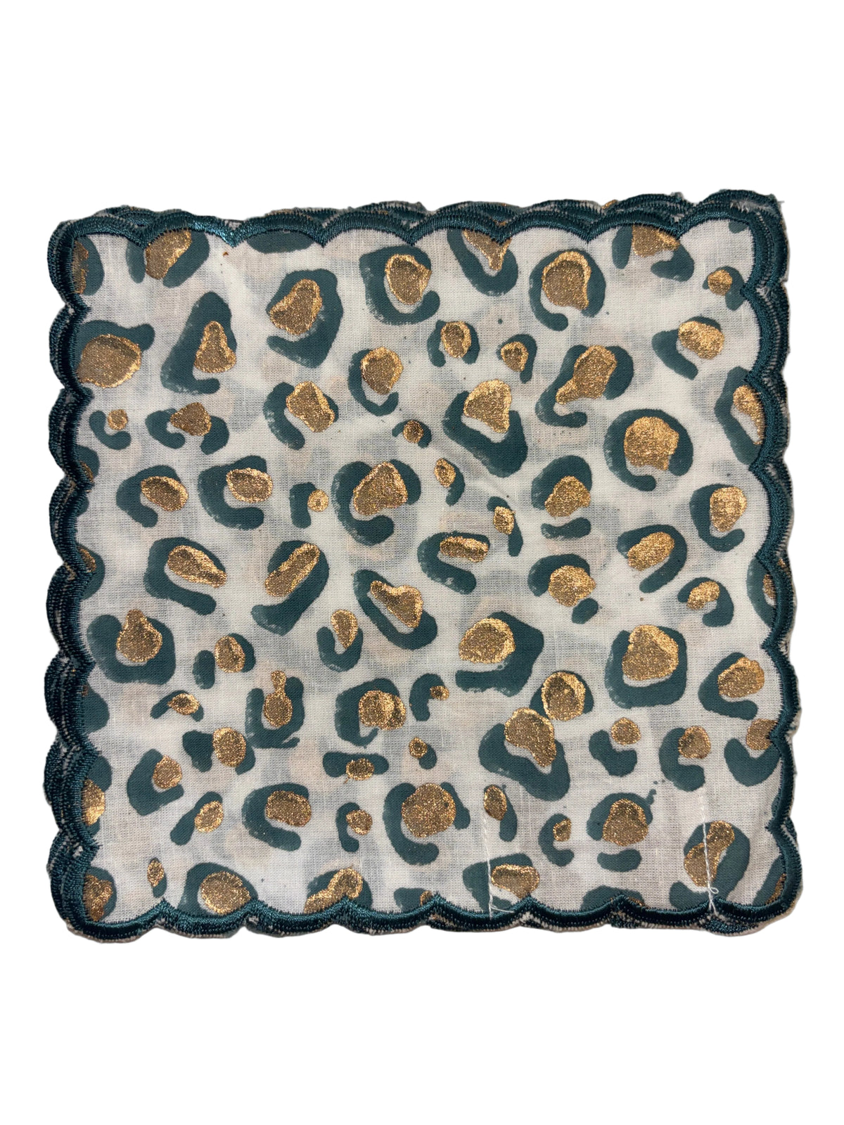Cloth Cocktail Napkin S/6- Teal Cheetah