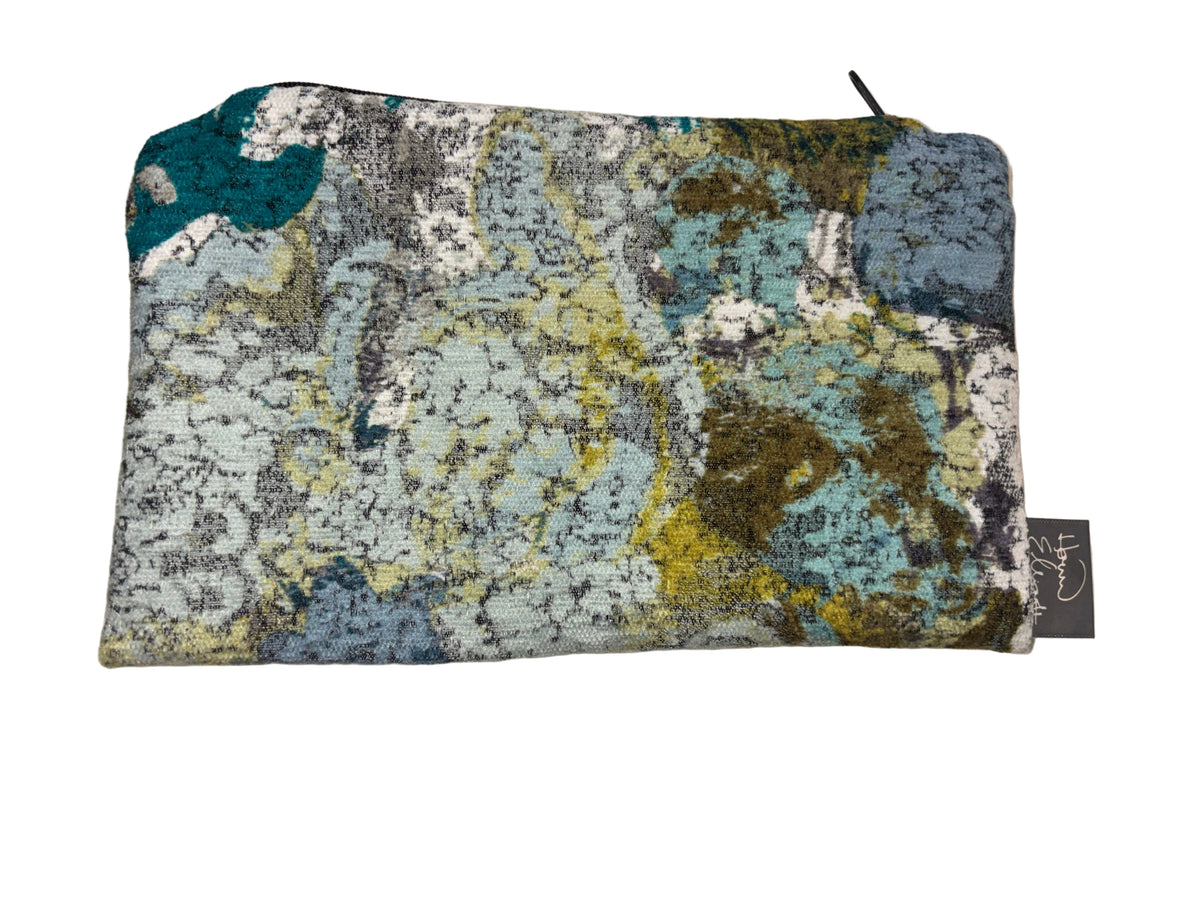 Blue/Green Abstract Velvet Pouch