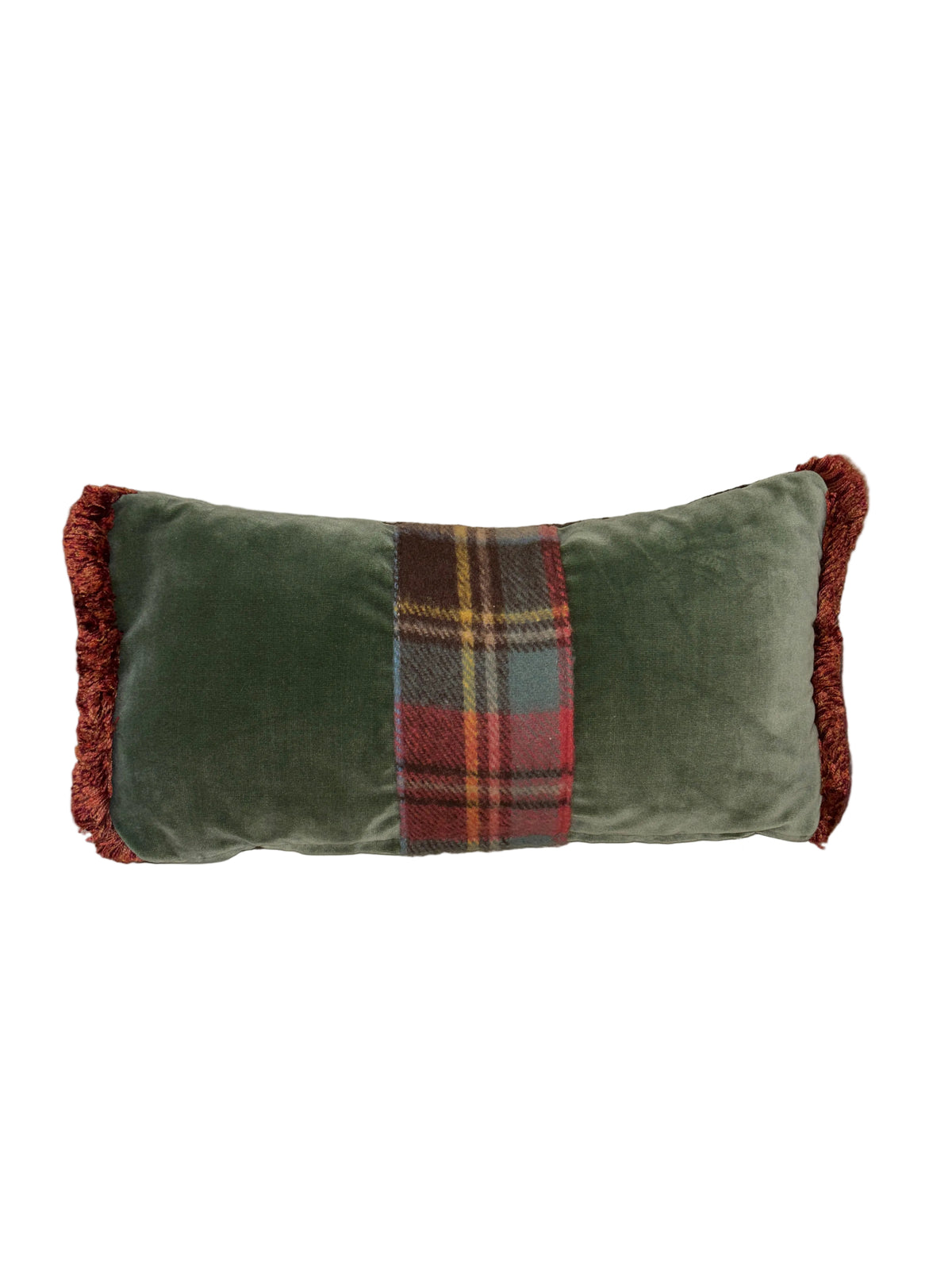 Green/Plaid Geo Micro Pillow - 8x16