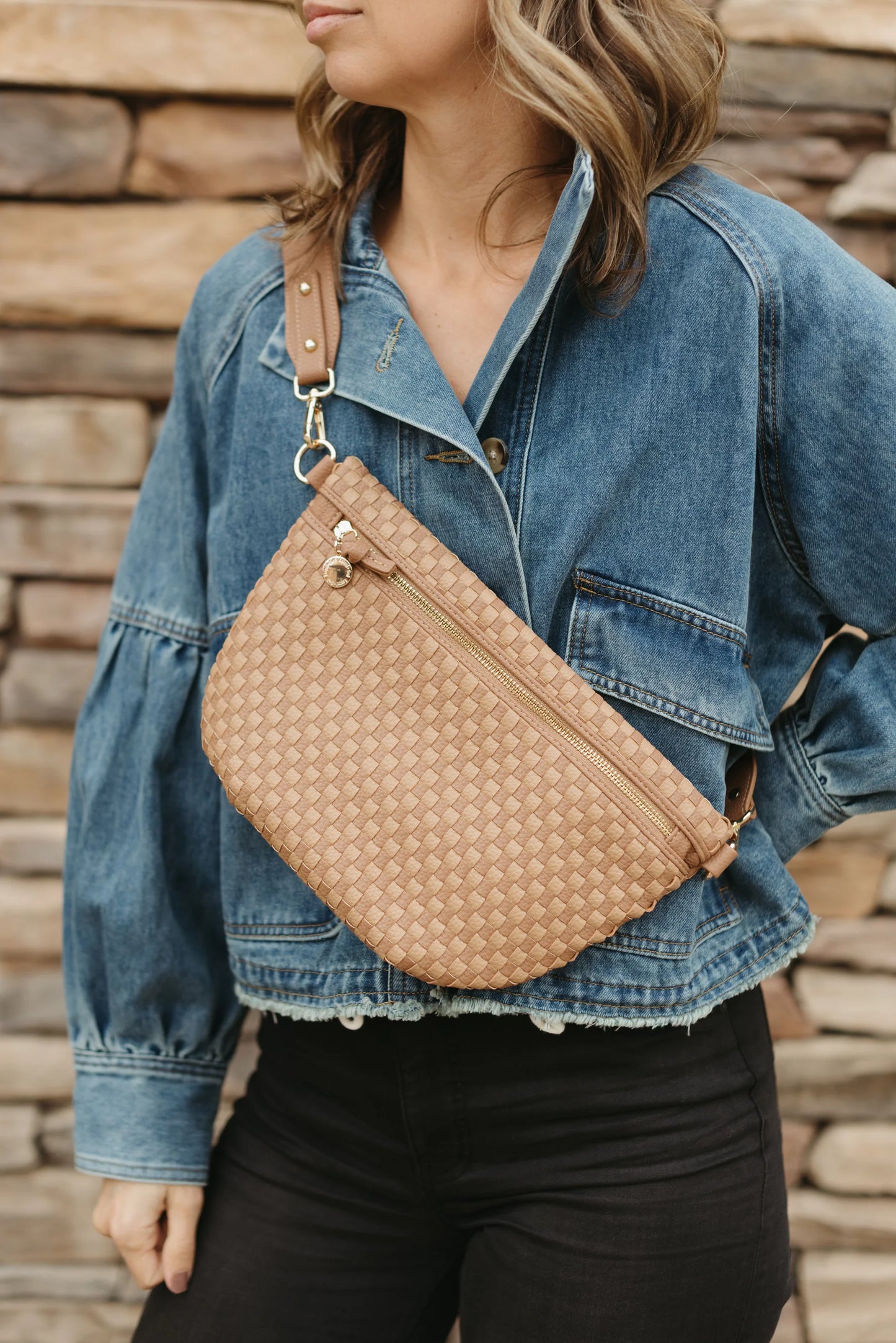 Woven Crossbody Bag - Tan