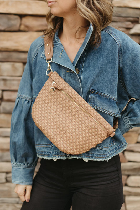 Woven Crossbody Bag - Tan