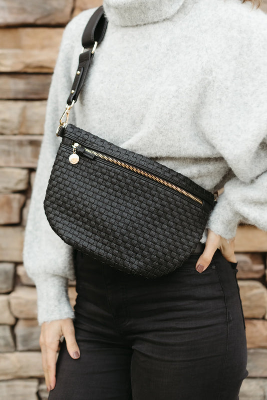Woven Crossbody Bag - Black